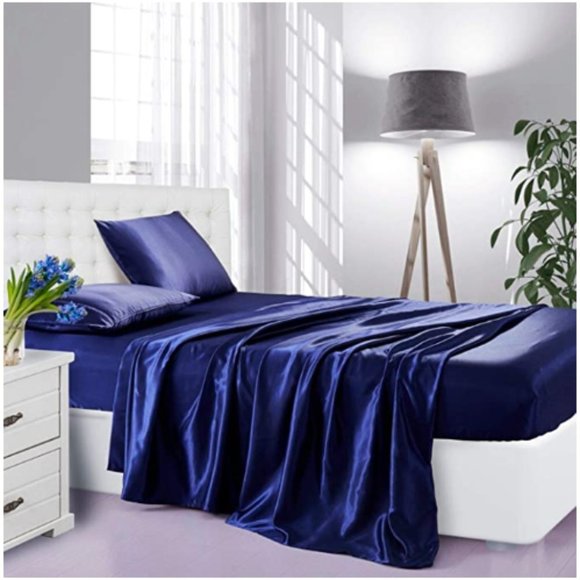4-Piece Hypoallergenic Silk Satin Sheets